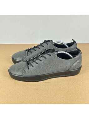 Ecco Soft 8 Leather Tie Sneakers Womens 10 Extra Width Gray Low Top Comfort